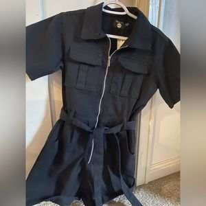 NWT Black Boohoo Denim Romper/Jumper